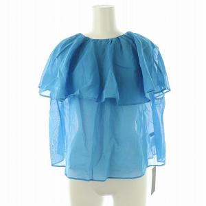 24SS ルコットンオーガンジー カスケードラッフルカラーブラウス 36 ライトブルー /DF OS