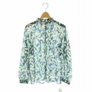 24SS マギーフラワープリント ギャザースタンドカラーブラウス 長袖 36 マルチカラー /DF OS