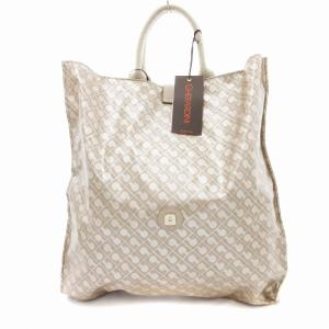 タグ付き SOFTY ハンドバッグ ロゴ総柄 レザー切替 ベージュ /JS