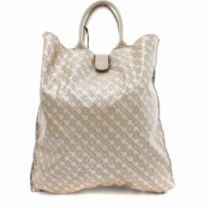 GHERARDINI タグ付き SOFTY ハンドバッグ ロゴ総柄 レザー切替 ベージュ /JS