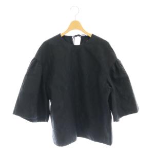 ウールシルクジャガードブラウス プルオーバー ネイビー