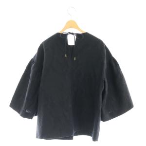 Drawer ウールシルクジャガードブラウス プルオーバー ネイビー