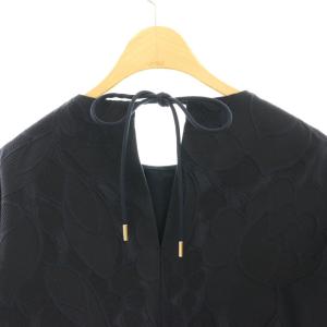 Drawer ウールシルクジャガードブラウス プルオーバー ネイビー