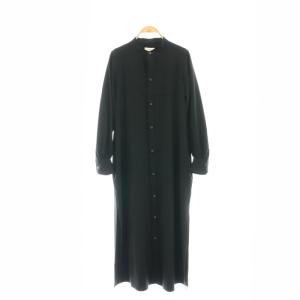23AW ロング シャツワンピース 長袖 プリーツ加工 1 S ブルー