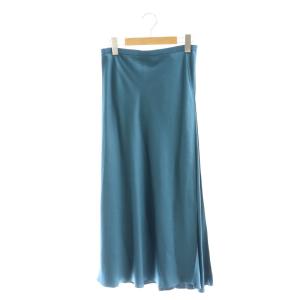ポリエステルサテンロングスカート フレア 36 ブルーグリーン /DO OS