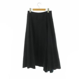 Drawer サキソニーストライプフレアスカート ロング 38 ブラック /DF OS