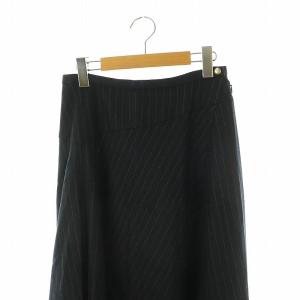 Drawer サキソニーストライプフレアスカート ロング 38 ブラック /DF OS