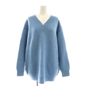 Vネックニットプルオーバー セーター 長袖 スカイブルー /ES OS