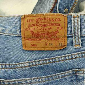 Levi's 501 カットオフデニムパンツ ダメージ加工 米国製 W34 L36 ブルー