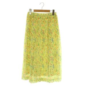 フラワープリーツスカート ロング イージー シフォン M イエロー /MY OS SH