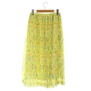 franche lippée フラワープリーツスカート ロング イージー シフォン M イエロー /MY OS SH