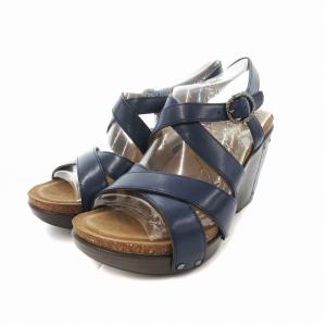 FRIDA ウエッジソールサンダル レザー 38 紺 ネイビー /JS SH
