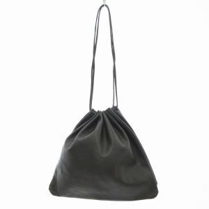 巾着 レザーバッグ ポシェット レザー ロゴ 茶 ブラウン /JS SH