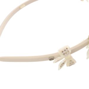 Alexandre De Paris ラインストーン 装飾リボン カチューシャ べージュ /SR12