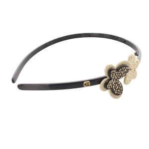 ラインストーン装飾 バタフライ カチューシャ ロゴ 黒 ブラック べージュ /SR11