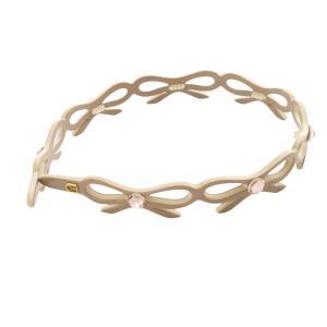 ラインストーン装飾 リボン カチューシャ べージュ /SR14