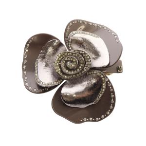 メタルデザイン カメリア バレッタ グレージュ /SR26