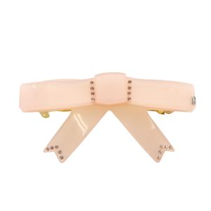 ラインストーン 装飾リボン バレッタ ピンク /SR8