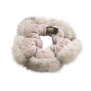 ファーシュシュ ヘアゴム ピンク グレー /SR