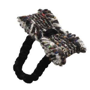 ツイードリボンシュシュ ヘアゴム 黒 ブラック /SR10