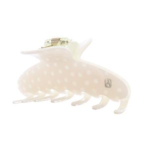 Alexandre De Paris ドット柄 ヘアクリップ ピンクべージュ /SR16