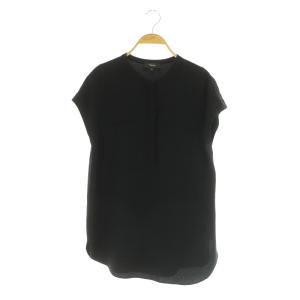 POWDER CREPE UTL SHIRT F ブラウス フレンチスリーブ ストレッチ ハーフボタン