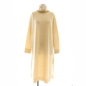 CAPRI タートルネックワンピース ニット ロング スリット F 生成 ライトベージュ /ES OS