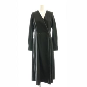22AW カシュクールパイピングワンピース ミモレ ロング 長袖 F 黒 ブラック /AT OS