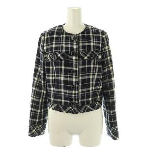 EmiriaWiz チェック柄 ジャケット ノーカラー スカート ミニ セットアップ S ネイビー /HK OS