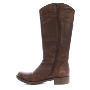 CAMPER 46510-002 ロングブーツ レザー サイドジップ ベルト 38 茶 ブラウン /KU OF