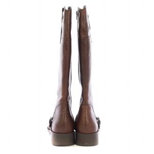 CAMPER 46510-002 ロングブーツ レザー サイドジップ ベルト 38 茶 ブラウン /KU OF