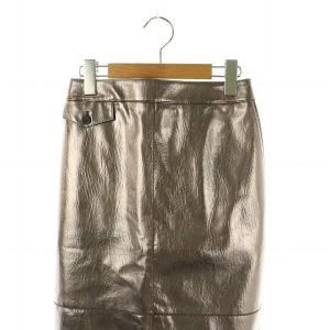 ADORE 24SS メタリックフェイクレザースカート タイトスカート ロング 36 シルバー色 /DF OS