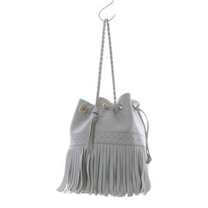 J&M DAVIDSON カーニバルL フリンジショルダーバッグ レザー ロゴ 水色 ブルー /SR5