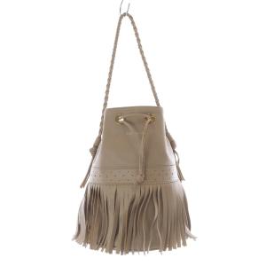 カーニバルL フリンジショルダーバッグ ロゴ べージュ /SR4