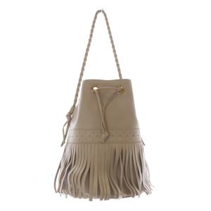 J&M DAVIDSON カーニバルL フリンジショルダーバッグ ロゴ べージュ /SR4