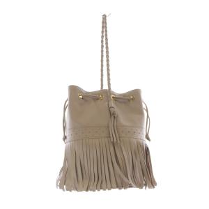 J&M DAVIDSON カーニバルL フリンジショルダーバッグ ロゴ べージュ /SR4