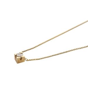agete ネックレス ロングチェーン スクエアダイヤモンド 0.20ct K10