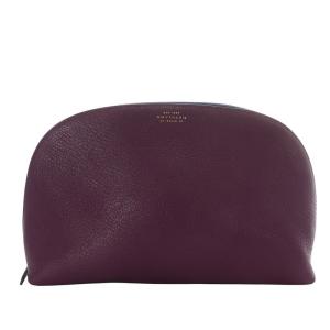 ラウンドポーチ メイク 化粧 レザー パープル /YO3