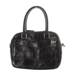 ANYA HINDMARCH カーカー クロコ型押し ミニハンドバッグ レザー ブラック /YO23