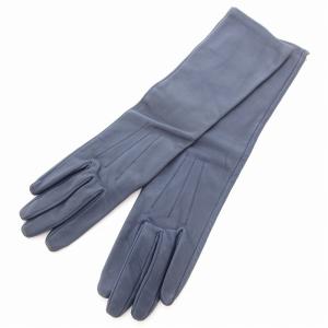 ロンググローブ 手袋 ラムスキン レザー 青 ブルー /AE