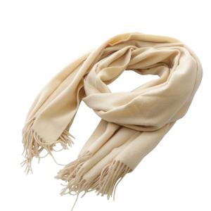 ストール マフラー 大判 カシミヤ フリンジ アイボリー /YO10