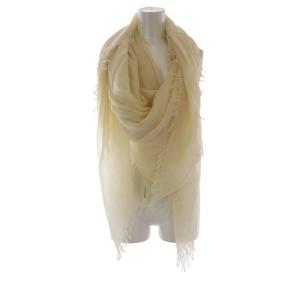 Faliero Sarti ストール 大判 カシミヤ シルク混 フリンジ アイボリー /YO11