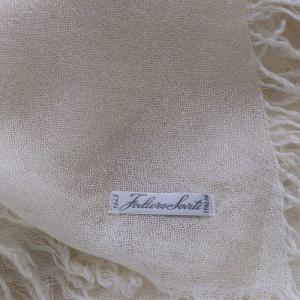 Faliero Sarti ストール 大判 カシミヤ シルク混 フリンジ アイボリー /YO11