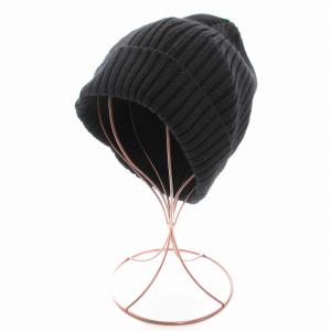 HYKE 美品 ウールニットキャップ ワッチキャップ 帽子 リブ 黒 ブラック /AE