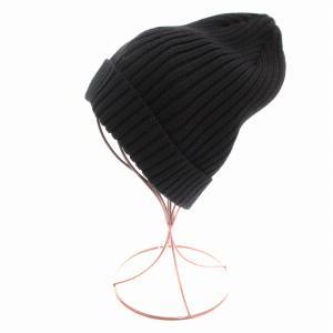 HYKE 美品 ウールニットキャップ ワッチキャップ 帽子 リブ 黒 ブラック /AE