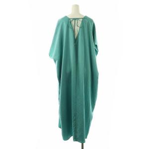 SLOBE IENA 23SS habi アンティークサテンワンピース ロング Vネック エメラルドグリーン /DO OS