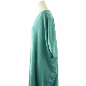 SLOBE IENA 23SS habi アンティークサテンワンピース ロング Vネック エメラルドグリーン /DO OS
