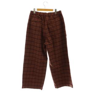 JOURNAL STANDARD LUXE 22AW コットンツィードブライトパンツ ストレート チェック タック M 赤 レッド /AT OS