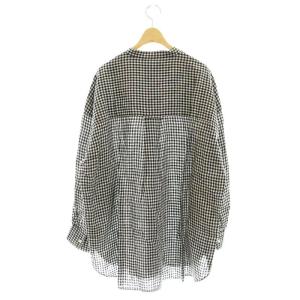 JOURNAL STANDARD LUXE 23SS リネンギンガム スタンドカラーシャツ 長袖 F 黒 ブラック 白 ホワイト /AT OS