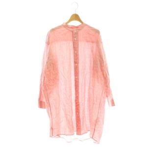 22SS シャーリングローン スタンドチュニック シャツ 長袖 赤 レッド /AT OS